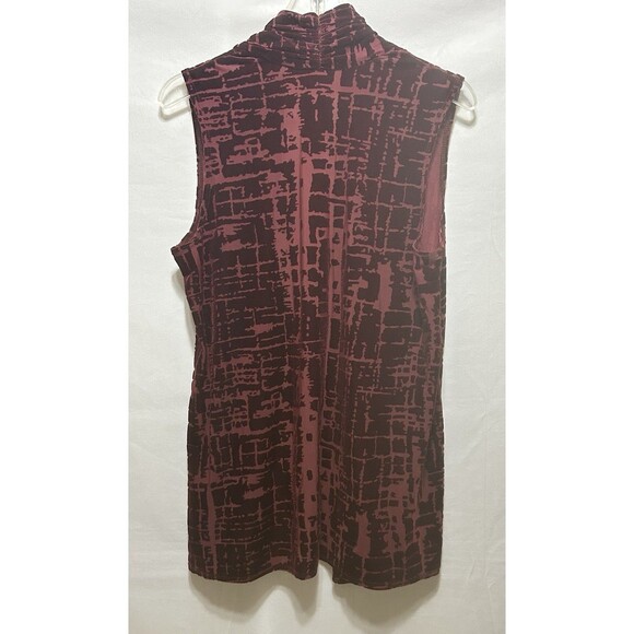 Susan Graver‎ Womens XS Maroon Burn Out Velvet Open Sleeveless Top - Picture 8 of 9